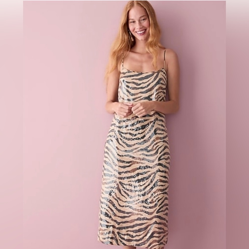 Gwyneth Sequin Slip Dress in zebra stripe